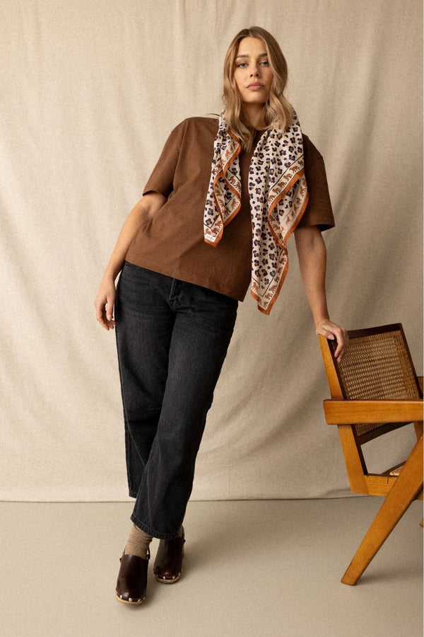 Grand foulard Dupatta 'Léopard' Rust | APACHES COLLECTIONS
