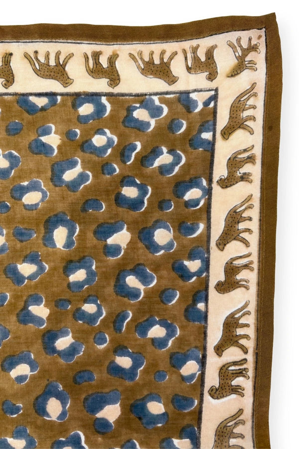 Petit foulard Dupitta 'Léopard' Tapenade | APACHES COLLECTIONS