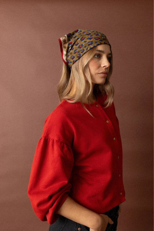 Petit foulard Dupitta 'Léopard' Fire | APACHES COLLECTIONS