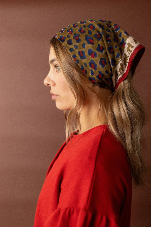 Petit foulard Dupitta 'Léopard' Fire | APACHES COLLECTIONS