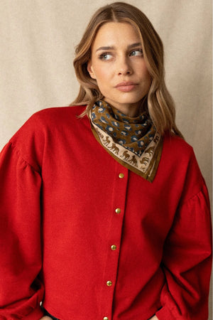 Petit foulard Dupitta 'Léopard' Tapenade | APACHES COLLECTIONS