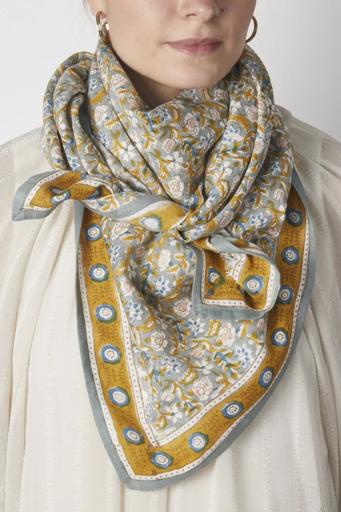 Foulard indien 'Absynthe' Vert de gris | BONHEUR DU JOUR