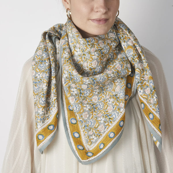Foulard indien 'Absynthe' Vert de gris | BONHEUR DU JOUR