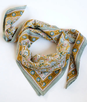 Foulard indien 'Absynthe' Vert de gris | BONHEUR DU JOUR