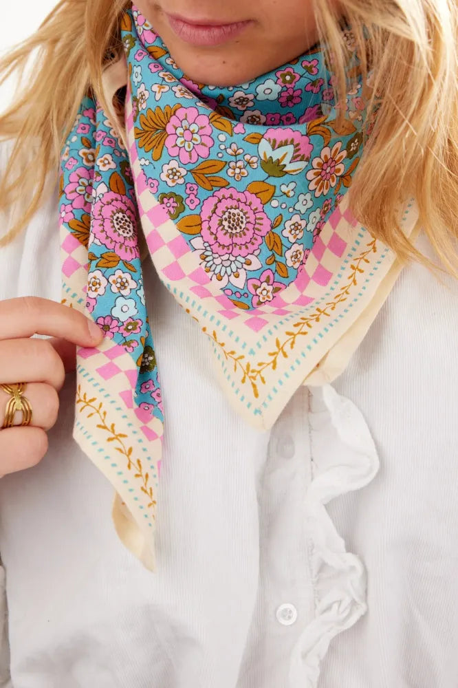 Foulard indien 'Amaia' Turquoise | BONHEUR DU JOUR