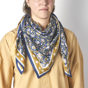 Foulard indien 'Azur' Indigo | BONHEUR DU JOUR