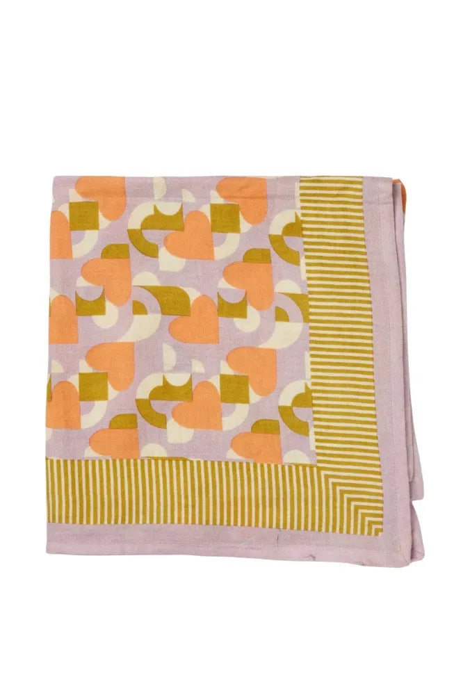 Foulard indien 'Love mon coeur' Mauve | BONHEUR DU JOUR
