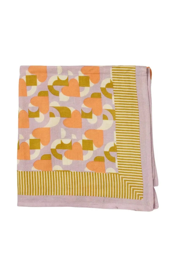 Foulard indien 'Love mon coeur' Mauve | BONHEUR DU JOUR