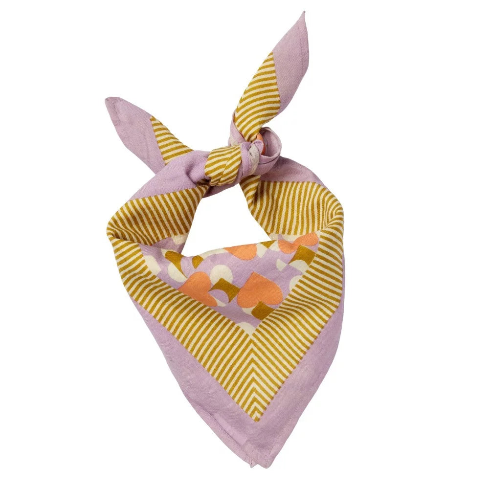 Foulard indien 'Love mon coeur' Mauve | BONHEUR DU JOUR