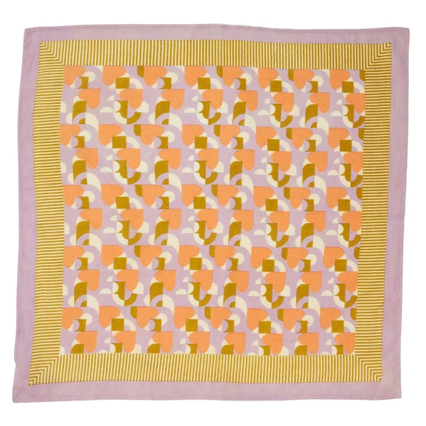 Foulard indien 'Love mon coeur' Mauve | BONHEUR DU JOUR