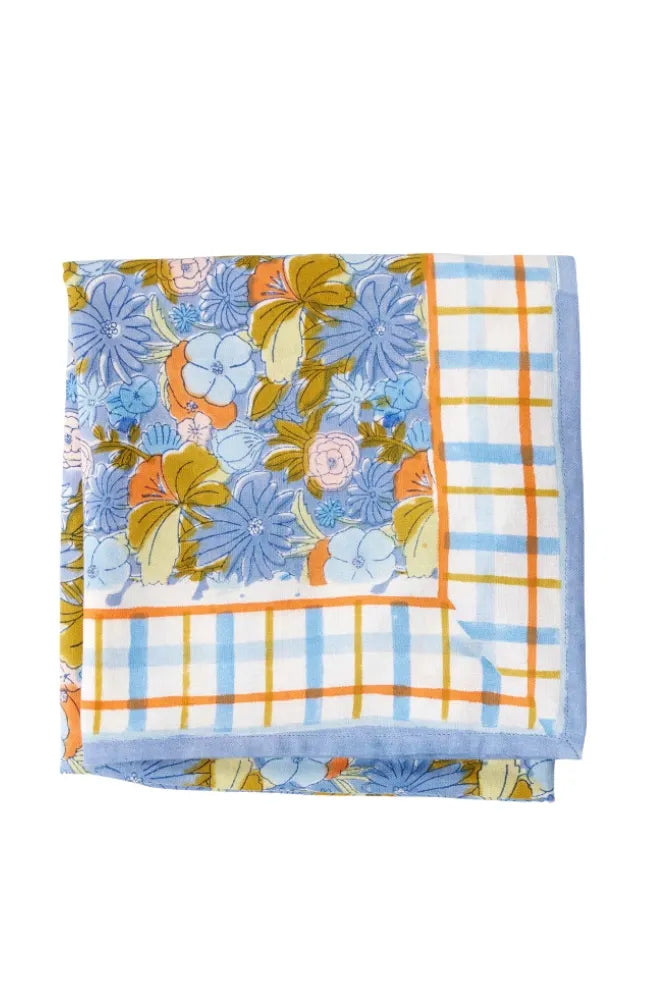 Foulard indien 'Magical Garden' Pervenche | BONHEUR DU JOUR