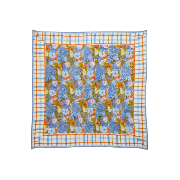 Foulard indien 'Magical Garden' Pervenche | BONHEUR DU JOUR