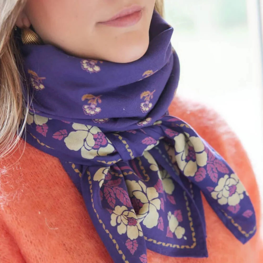 Foulard indien 'Nur' Violine Indigo | BONHEUR DU JOUR
