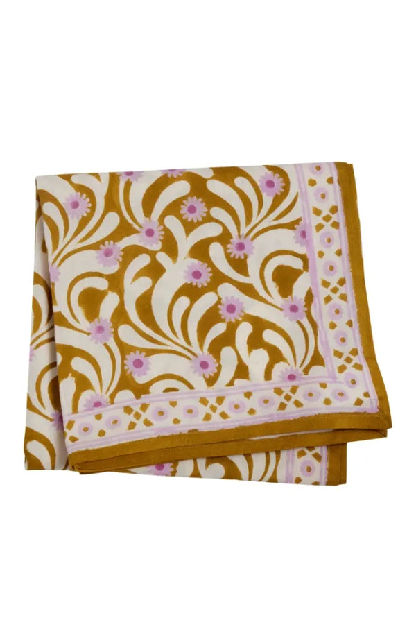 Foulard indien 'Poppies' Curcuma | BONHEUR DU JOUR