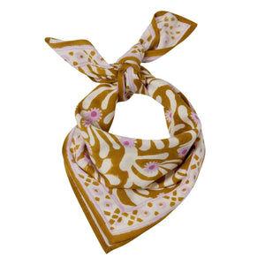 Foulard indien 'Poppies' Curcuma | BONHEUR DU JOUR