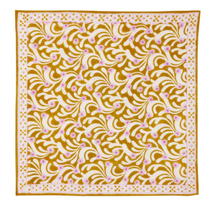 Foulard indien 'Poppies' Curcuma | BONHEUR DU JOUR