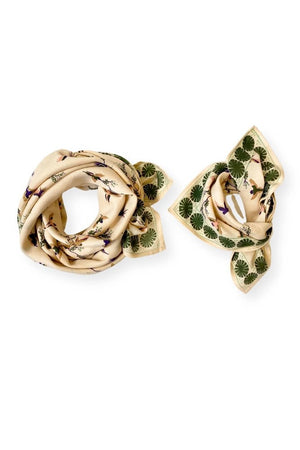 Petit foulard Manika 'Cerisier' Kaki | APACHES COLLECTIONS