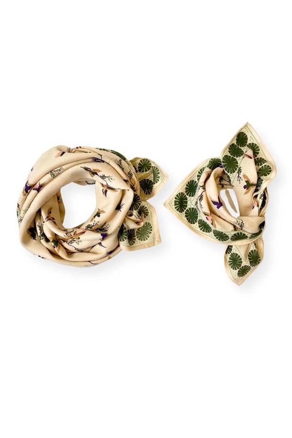 Petit foulard Manika 'Cerisier' Kaki | APACHES COLLECTIONS