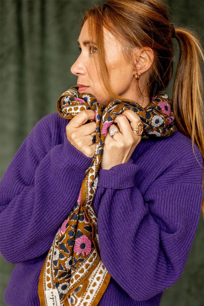 Foulard Latika 'Coeur' Tapenade | APACHES COLLECTIONS