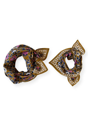 Petit foulard Manika 'Coeur' Tapenade | APACHES COLLECTIONS