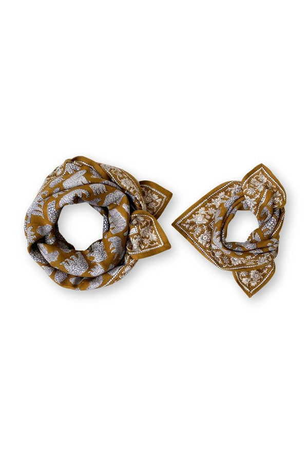 Petit foulard Manika 'Ours' Tapenade | APACHES COLLECTIONS