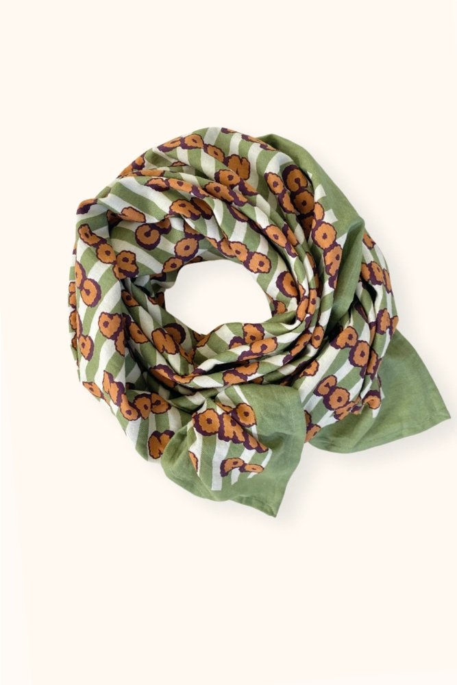 Foulard Latika 'Pop Corn' Olive | APACHES COLLECTIONS
