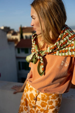 Foulard Latika 'Pop Corn' Olive | APACHES COLLECTIONS