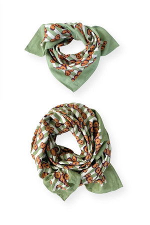 Petit foulard Manika 'Pop Corn' Olive | APACHES COLLECTIONS