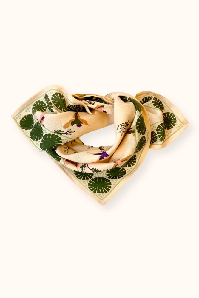 Petit foulard Manika 'Cerisier' Kaki | APACHES COLLECTIONS