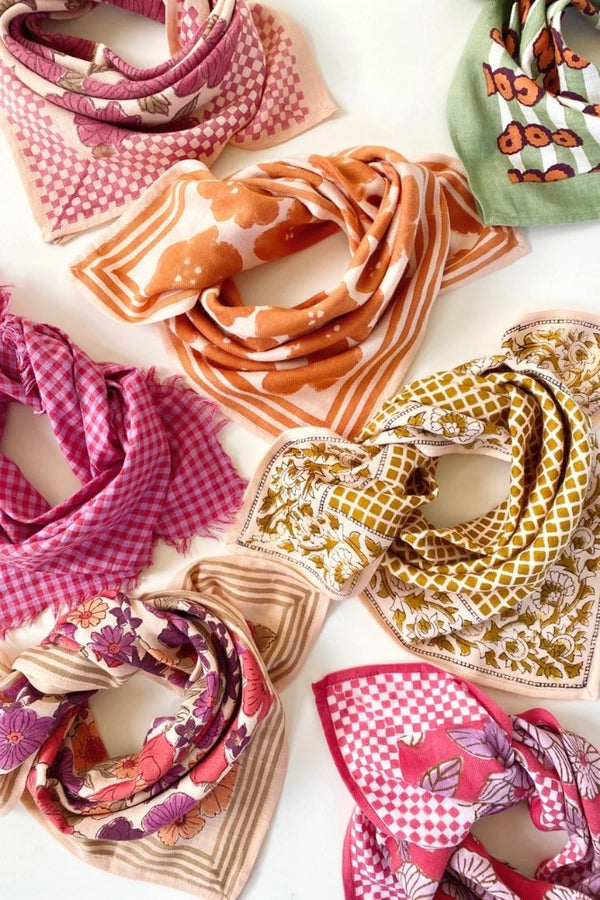 Petit foulard Manika 'Pop Corn' Olive | APACHES COLLECTIONS
