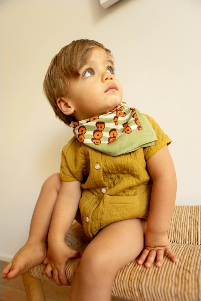 Petit foulard Manika 'Pop Corn' Olive | APACHES COLLECTIONS