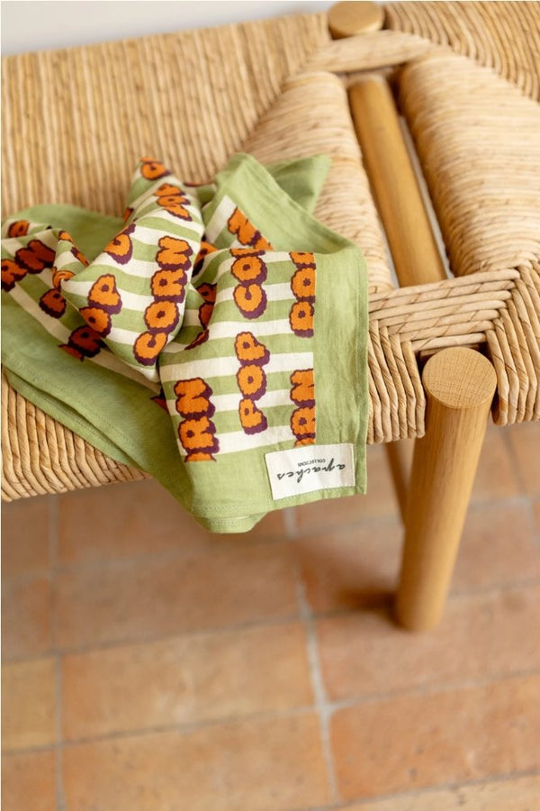 Petit foulard Manika 'Pop Corn' Olive | APACHES COLLECTIONS