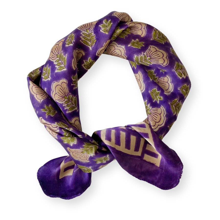 Petit foulard en soie Manika 'Poppy' Raisin | APACHES COLLECTIONS