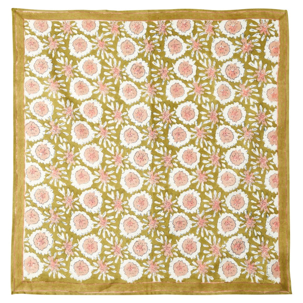 Foulard indien 'Margotte' Olive | BONHEUR DU JOUR