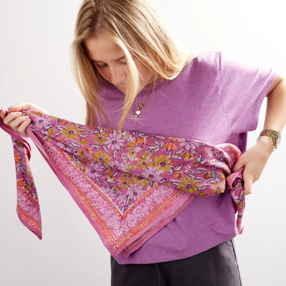 Foulard indien 'Meera' Orchidée | BONHEUR DU JOUR