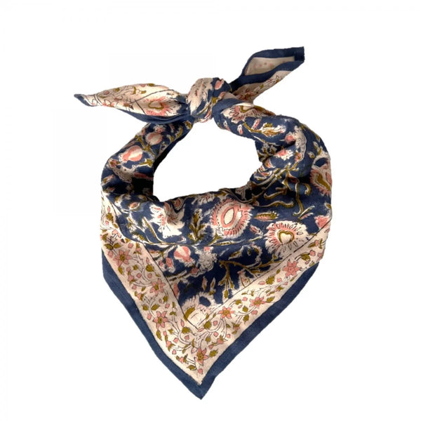 Foulard indien 'Miraj' Indigo | BONHEUR DU JOUR