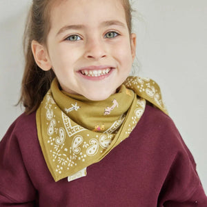 Foulard indien 'Teckel' Olive | BONHEUR DU JOUR