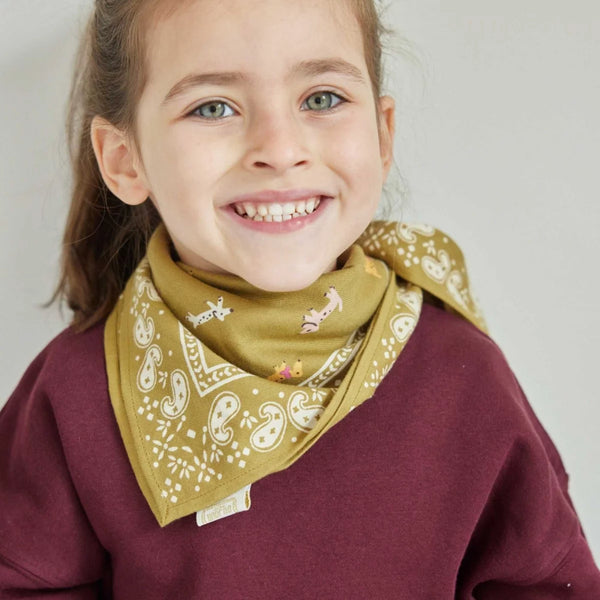 Foulard indien 'Teckel' Olive | BONHEUR DU JOUR