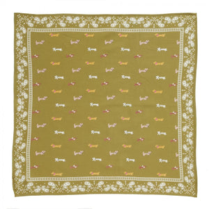 Foulard indien 'Teckel' Olive | BONHEUR DU JOUR