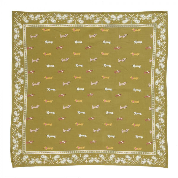 Foulard indien 'Teckel' Olive | BONHEUR DU JOUR
