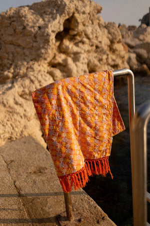Fouta simple 'Kota' Paquerette Orange | APACHES COLLECTIONS