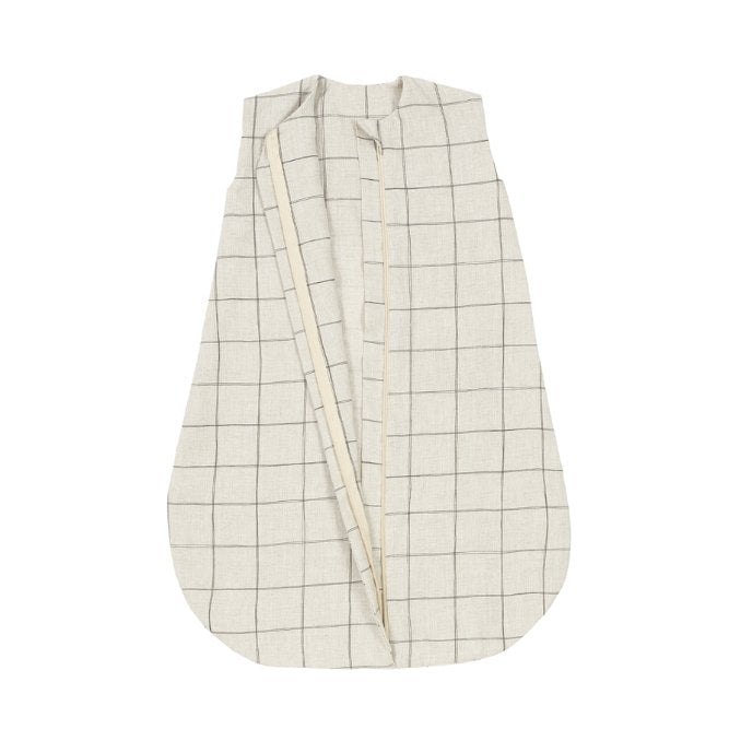 Gigoteuse légère 'L1N0' en lin français Charcoal Grid | NOBODINOZ