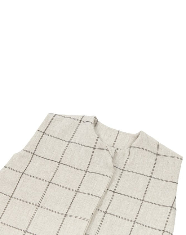 Gigoteuse légère 'L1N0' en lin français Charcoal Grid | NOBODINOZ