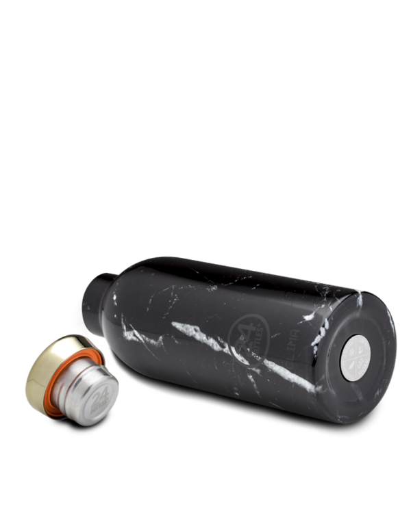 Gourde isotherme Clima en inox 'Black marble' | 24 BOTTLES