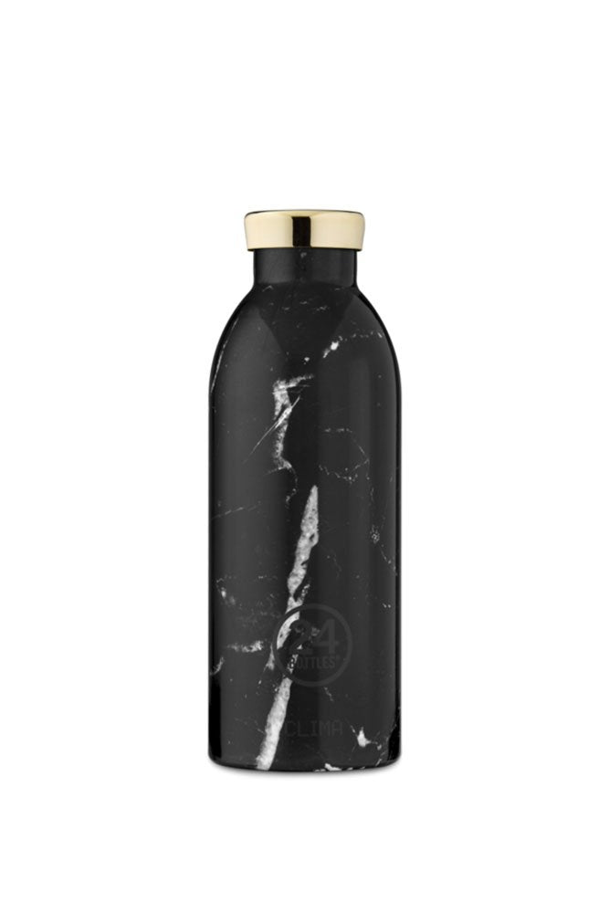 Gourde isotherme Clima en inox 'Black marble' | 24 BOTTLES
