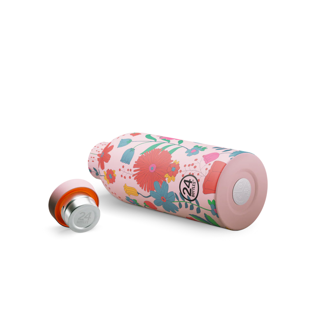 Gourde isotherme Clima en inox 'Bloom bloom pink' | 24 BOTTLES