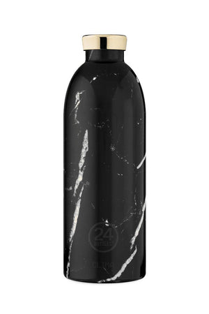 Gourde isotherme Clima en inox 'Black marble' | 24 BOTTLES
