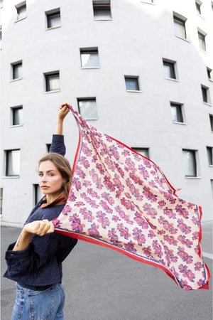 Grand foulard Dupatta 'Violetta' Macadamia | APACHES COLLECTIONS