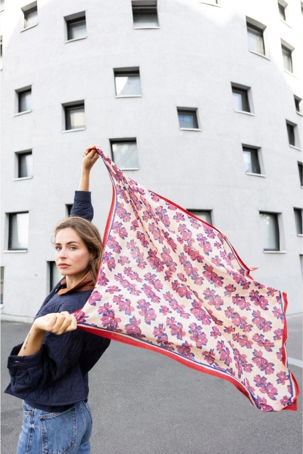 Grand foulard Dupatta 'Violetta' Macadamia | APACHES COLLECTIONS