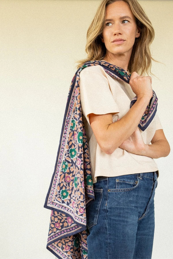 Foulard Latika 'Coeur' Navy forest | APACHES COLLECTIONS